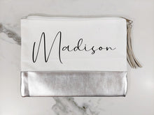 Load image into Gallery viewer, Zip Top Canvas Bag- Silver